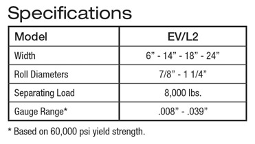 evl2 specifications chart