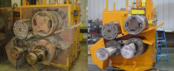 Before and after photos of machine that was rebuilt by Machine Concepts